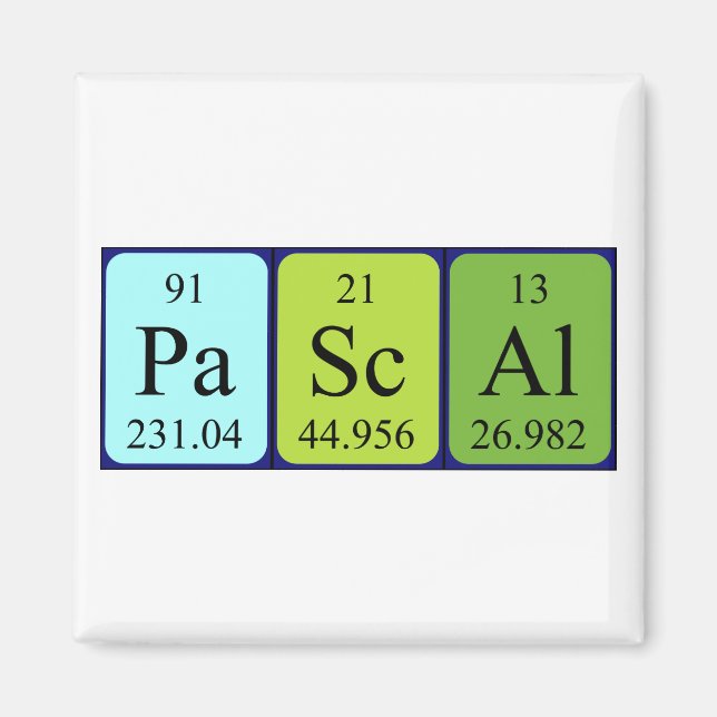 Pascal periodic table name magnet (Front)