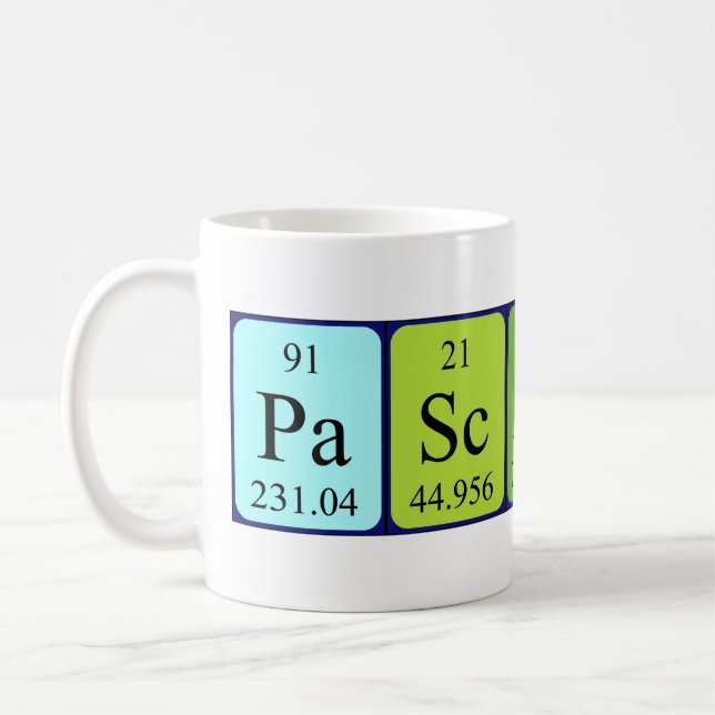 Pascaline periodic table name mug (Left)