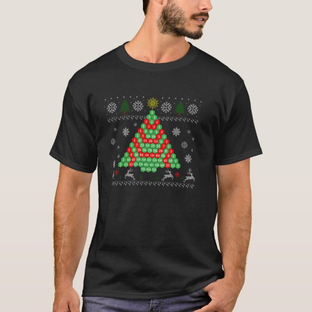 Pascals Triangle Ugly Ugly Christmas Tree Swea Pul T-Shirt (Front)