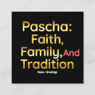 Pascha Faith Family and Tradition Christian Easter Square Business Card