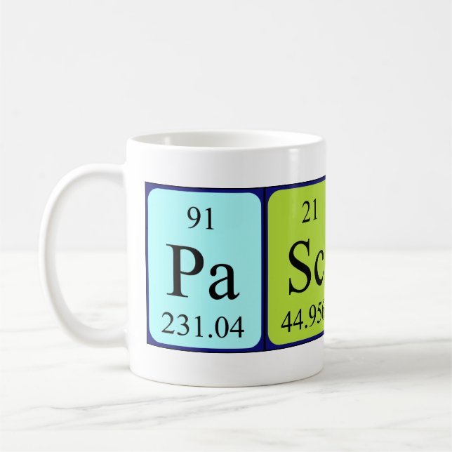 Pascual periodic table name mug (Left)