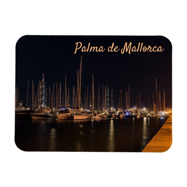 Paseo maritimo at night - Palma de Mallorca Magnet (Horizontal)