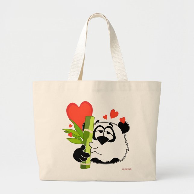 Pasha the Panda Bear Large Tote Bag (Front)