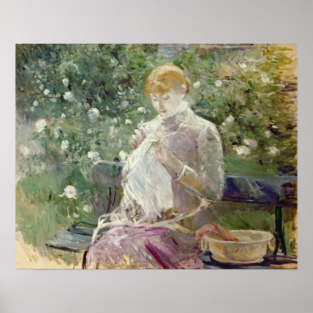 Pasie sewing in Bougival's Garden, 1881 Poster (Front)