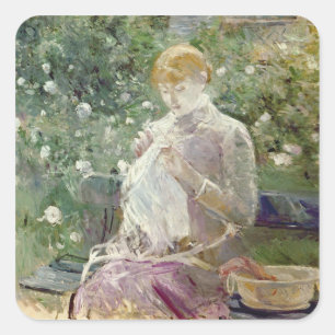 Pasie sewing in Bougival's Garden, 1881 Square Sticker