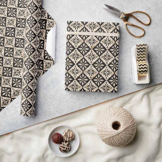Pasifika Tapa Cloth Pattern Background Wrapping Paper (Crafts)
