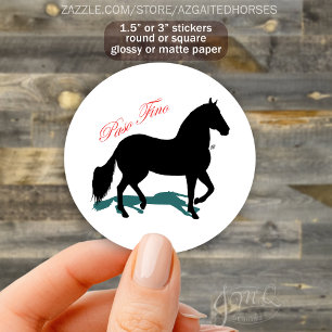 Paso Fino Horse Silhouette Elegant Script Classic Round Sticker