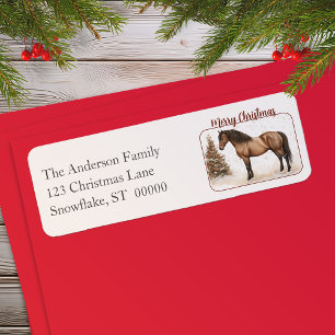 Paso Horse Merry Christmas Watercolor Return Return Address Label