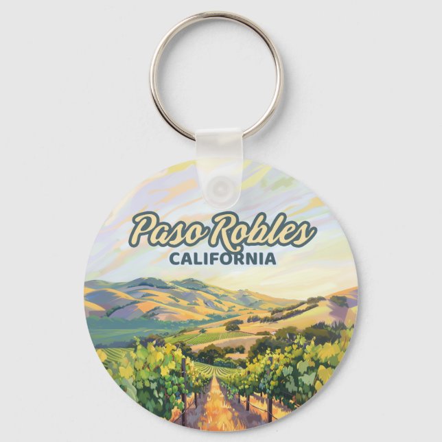 Paso Robles California Vineyard Central Coast Key Ring (Front)