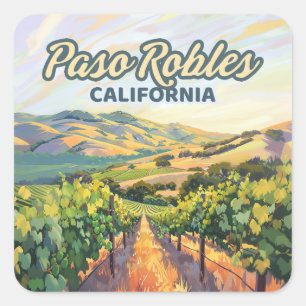 Paso Robles California Vineyard Central Coast Square Sticker