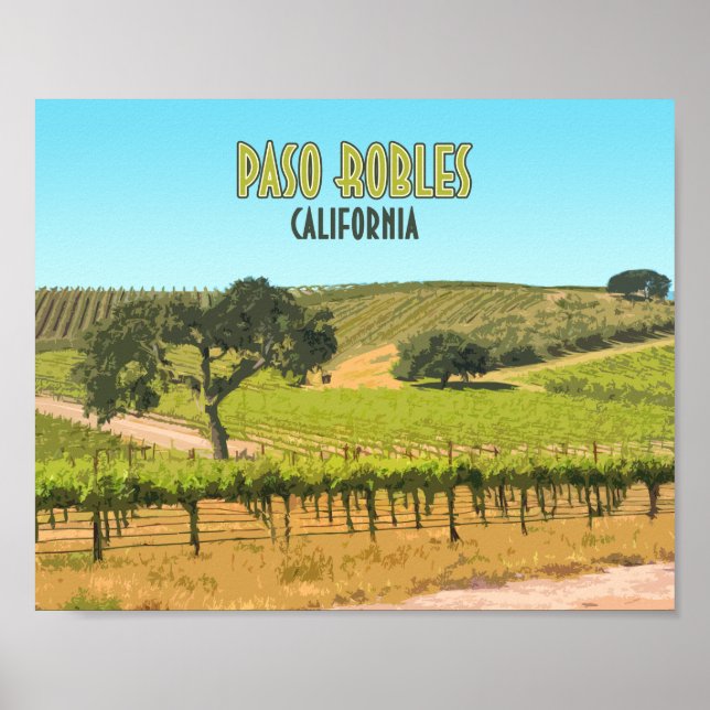 Paso Robles California Vineyard Vintage Poster (Front)