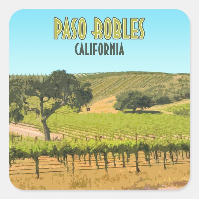Paso Robles California Vineyard Vintage Square Sticker (Front)