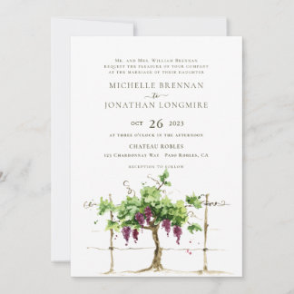 Paso Robles Vineyard Winery Grapevine Wedding Invitation