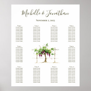 Paso Robles Vineyard Winery Wedding Seating Chart
