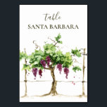 Paso Robles Vineyard Winery Wedding Table Number<br><div class="desc">An elegant collection featuring watercolor grapevine in rustic brown, green, purple hues. Perfect for a vineyard, winery, wine tasting getaway. Get the table numbers or names, welcome sign, menus, stickers, and favour bags for a streamlined look. If you need any changes in the design such as colour, text, or font;...</div>