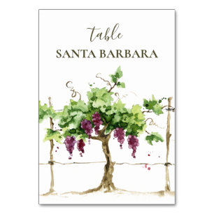 Paso Robles Vineyard Winery Wedding Table Number