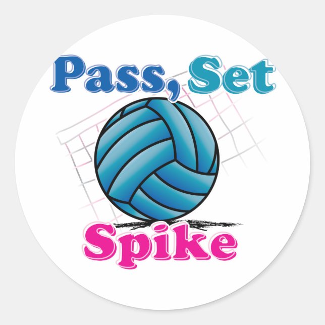 Pass Set Spike Classic Round Sticker (Front)