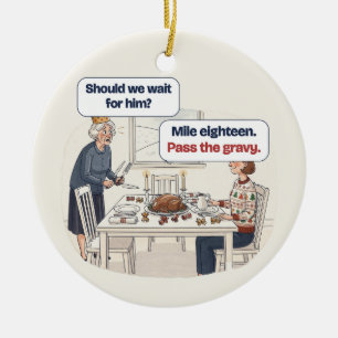 Pass the Gravy Funny Marathon Runner Christmas Ceramic Ornament
