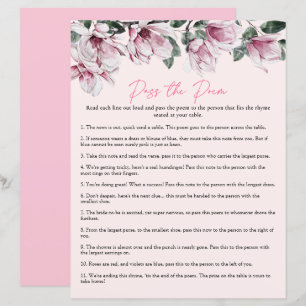 Pass the Poem Pink Floral Bridal Shower Game