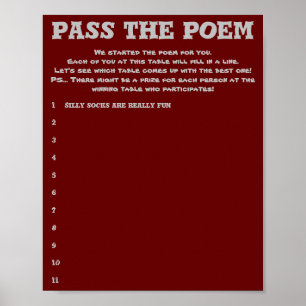 Pass the Poem Wedding game Poster