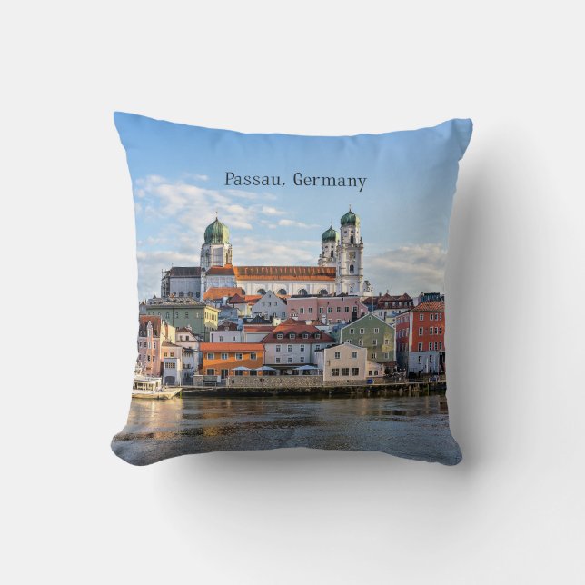 Passau, Germany cityscape photograph Cushion (Front)