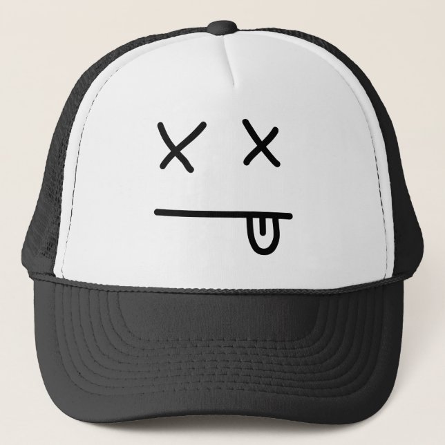 Passed Out Emoticon Trucker Hat (Front)