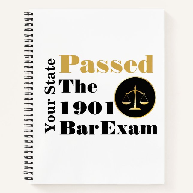 Passed the Bar Exam (Customise State & Year) Notebook (Front)