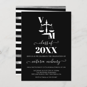 Passed the Bar Law School Black and White Invitation