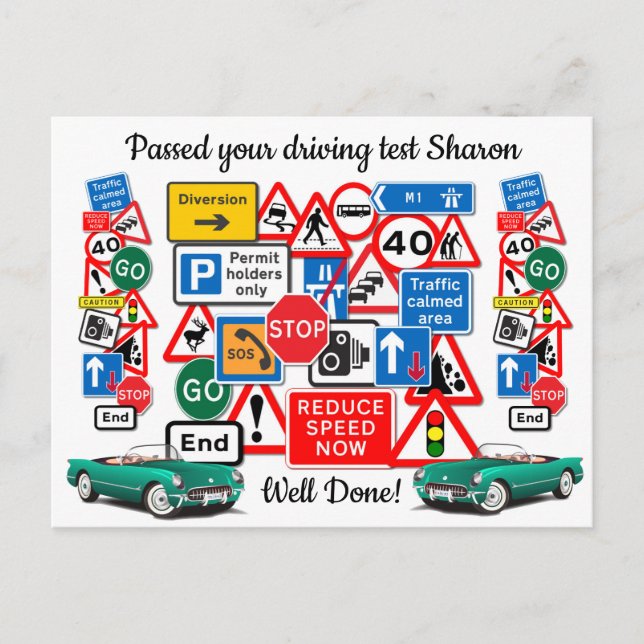 Passed your Driving Test ~ Congratulations! Postcard (Front)