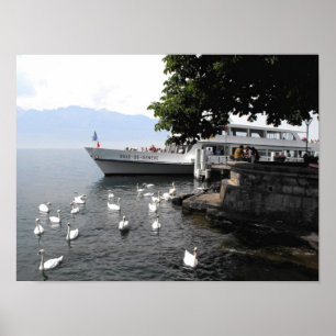 Passenger ferry at Vevey Poster