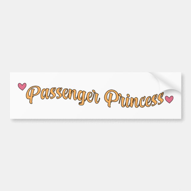 Passenger Princess - Retro Script Heart Design Bumper Sticker (Front)