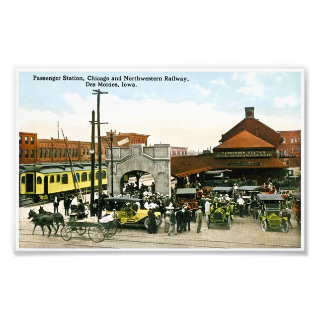 Passenger Station Chicago Northwestern Railroad Photo Print (Front)