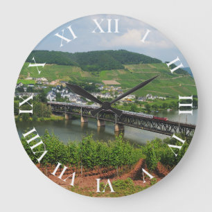 Passenger train in Bullay Large Clock