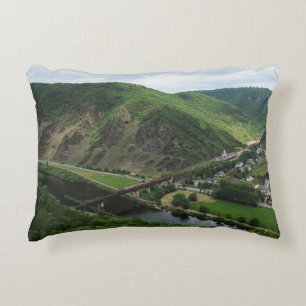 Passenger train in Ediger Eller Decorative Cushion