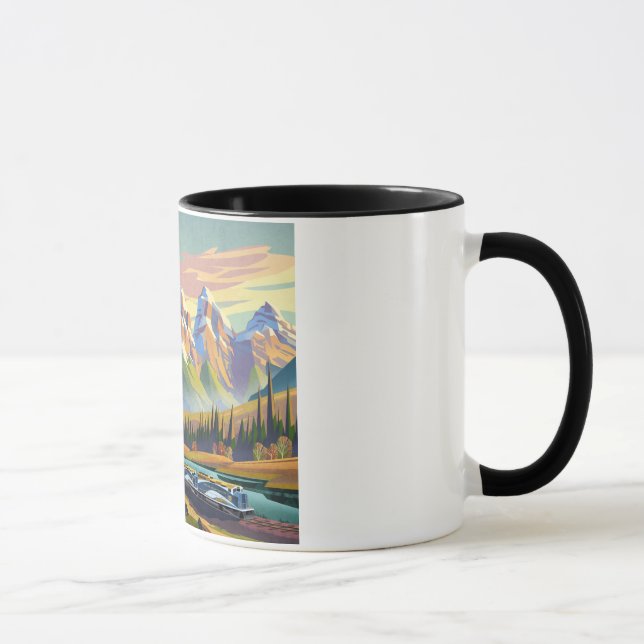 Passenger train in mountains mug (Right)
