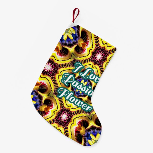 Passiflora Caerulea Pattern Small Christmas Stocking (Front (Hanging))