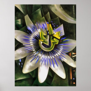 Passiflora Passion Flower In Geometric Art Style Poster
