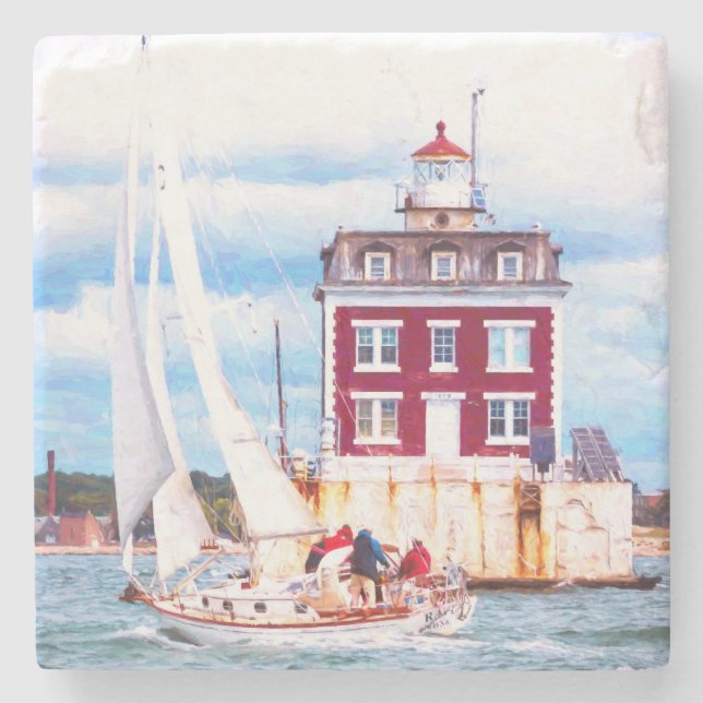 Passing Ledge Light Stone Coaster (Front)
