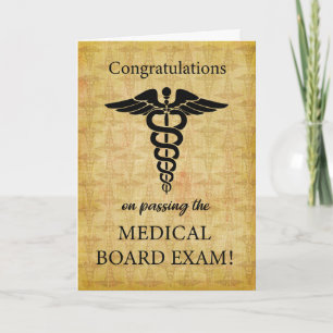 Passing Medical Board Exam Caduceus Symbol Card