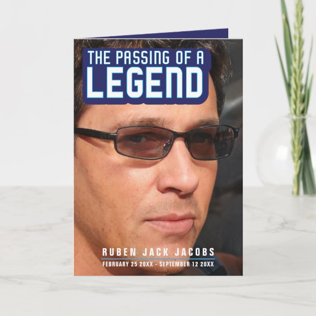 Passing of a legend Funeral service program blue (Front)