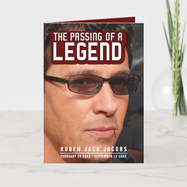 Passing of a legend Funeral service program red (Front)