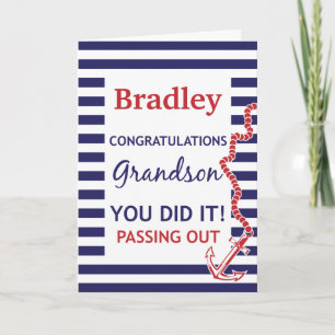 Passing Out Grandson British Navy Anchor Congrats Card