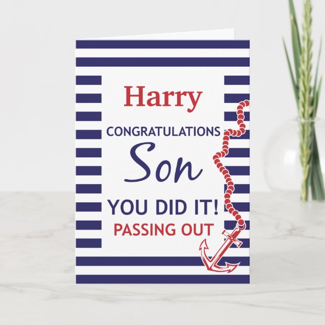 Passing Out Parade British Navy Anchor Congrats Card (Front)