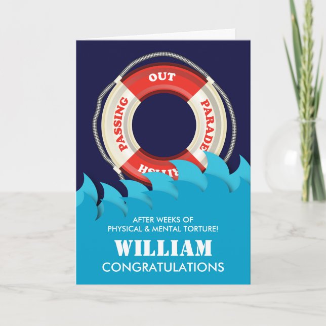 Passing Out Parade British Navy Lifebelt Congrats Card (Front)