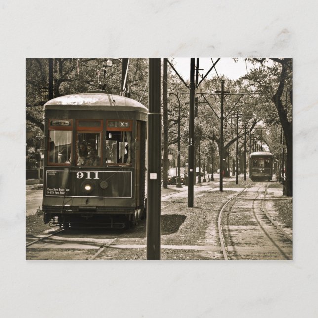Passing Streetcars Postcard (Front)