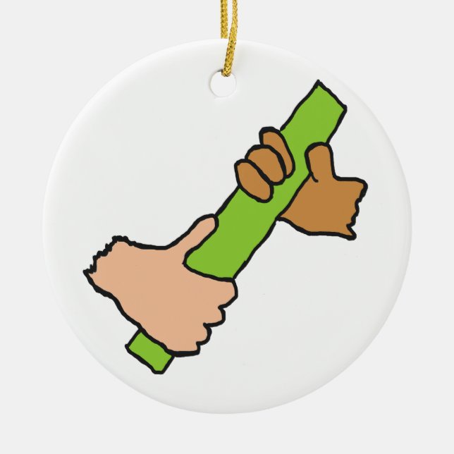 Passing The Baton Ceramic Ornament (Front)