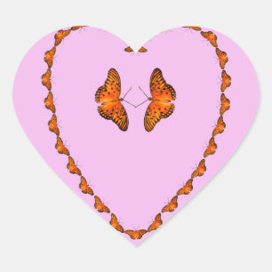 Passion Butterflies in heart, pink. Dance with me Heart Sticker