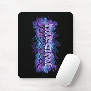 Passion Cyberpunk Typography – Vibrant Modern Word Mouse Pad