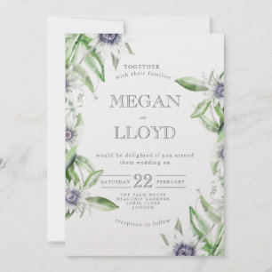 Passion flower delicate summer invite, holiday card