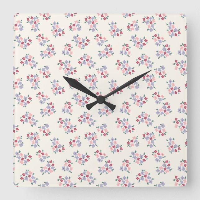 Passion Flower Square Wall Clock (Front)